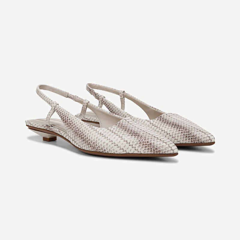 Franco Sarto Franco Palmira Slingback Shoes (Grey Snake Print Faux Leather) 8.5 M Pointed Toe, Square Toe