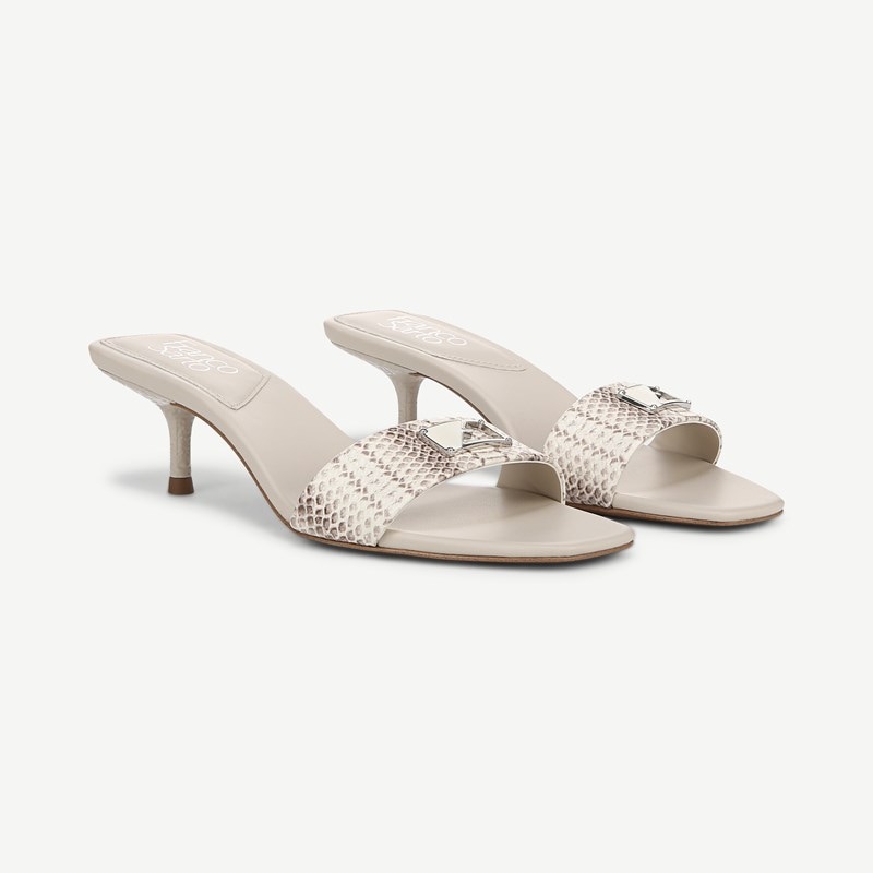 Franco Sarto Shoes Franco Roey Sandal (Grey Snake Print Faux Leather) 5.0 M Slip On Fit, Square Toe, Slip-On Fit