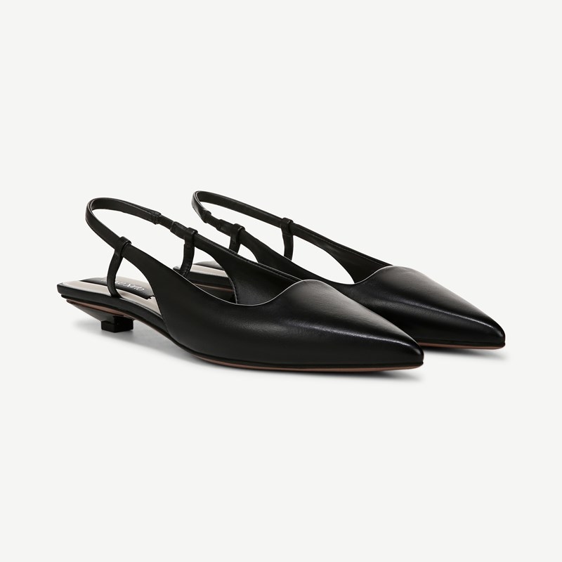 Franco Sarto Franco Palmira Slingback Shoes (Black Leather) 6.5 M Pointed Toe, Square Toe