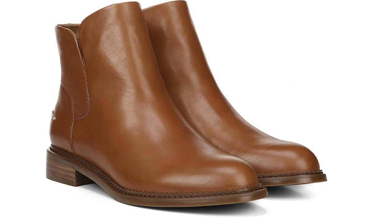 cognac leather ankle booties