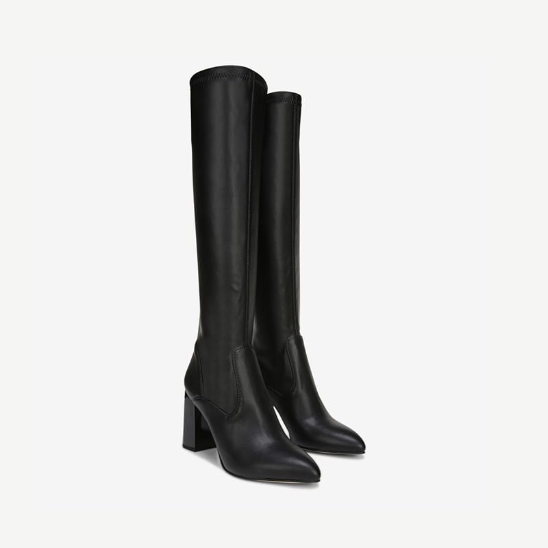 Franco Sarto Franco Katherine Knee High Boot (Black Faux Stretch Leather) 8.5 M Pointed Toe