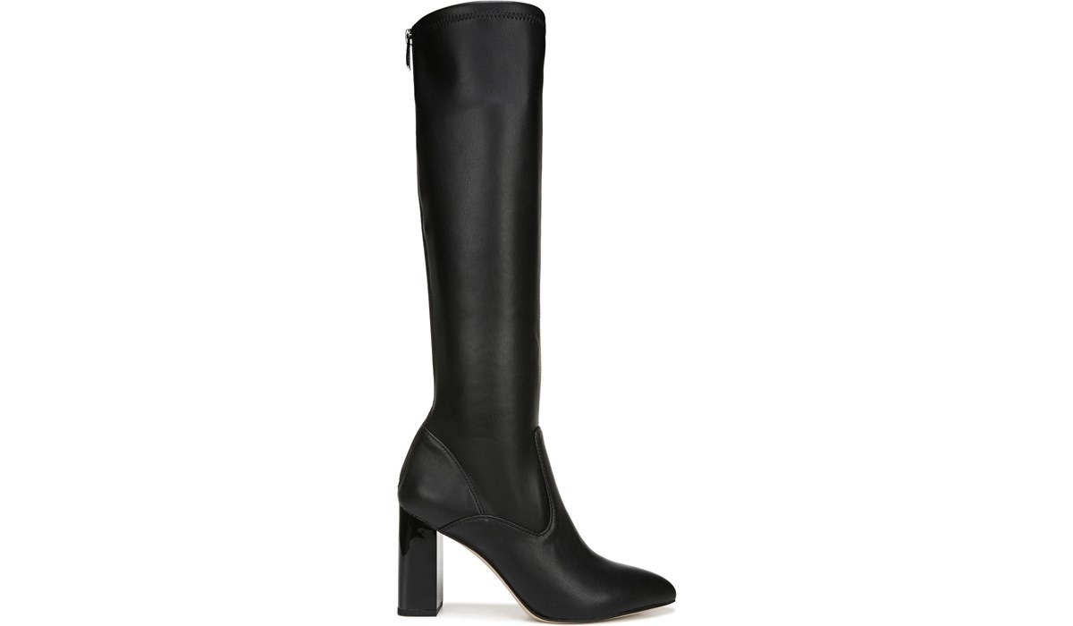 Franco Katherine Tall Boot in Black Faux Stretch Leather | Franco Sarto