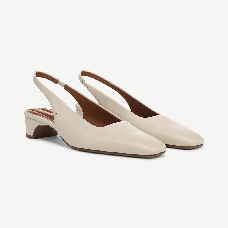 Franco Sarto Franco Lyanna Slingback Shoes (Ivory White Leather) 5.5 M Square Toe