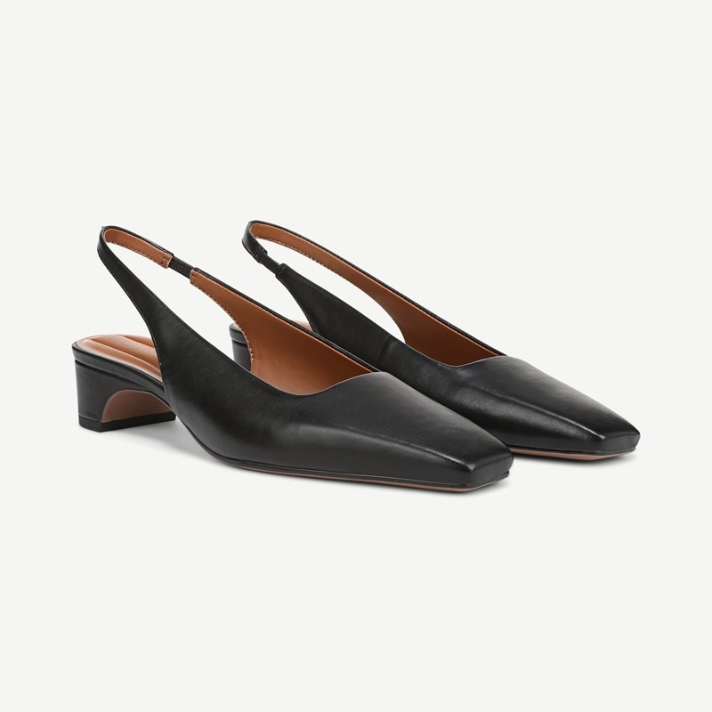 Franco Sarto Franco Lyanna Slingback Shoes (Black Leather) 9.0 M Square Toe
