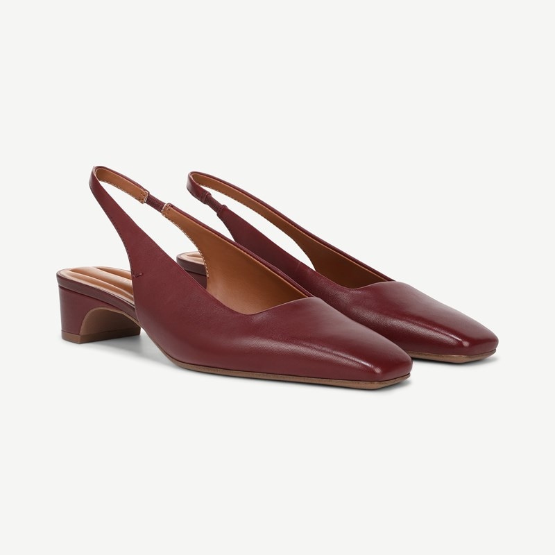 Franco Sarto Franco Lyanna Slingback Shoes (Bordo Red Leather) 7.0 M Square Toe