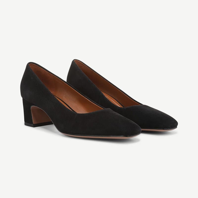 Franco Sarto Franco Salino Pump (Black Suede) 9.5 M Slip On Fit, Square Toe, Slip-On Fit