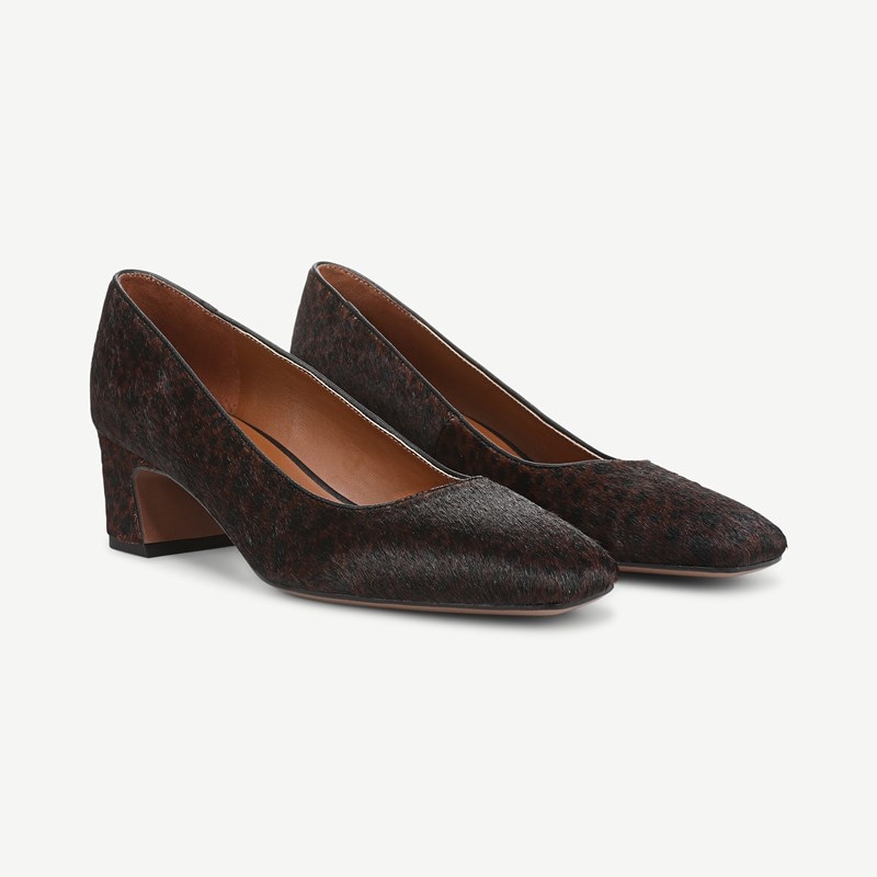 Franco Sarto Franco Salino Pump (Brown Speckled Print Calf Hair) 6.5 M Slip On Fit, Square Toe, Slip-On Fit