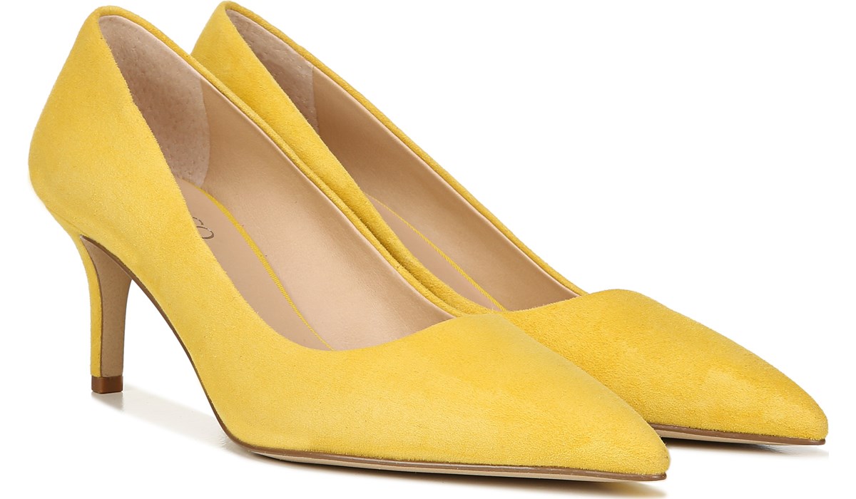 yellow suede court shoes