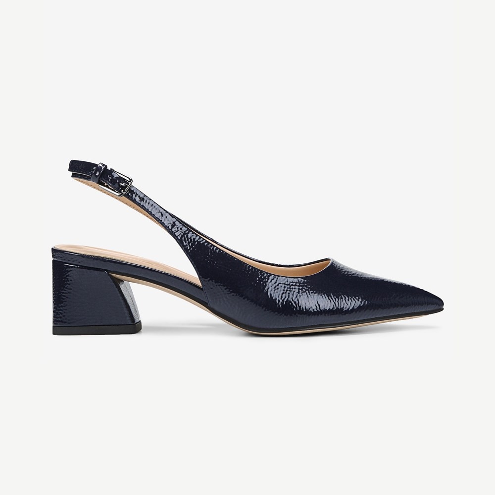 Black Wrinkled Faux Patent Leather with a Navy Fabric Backing