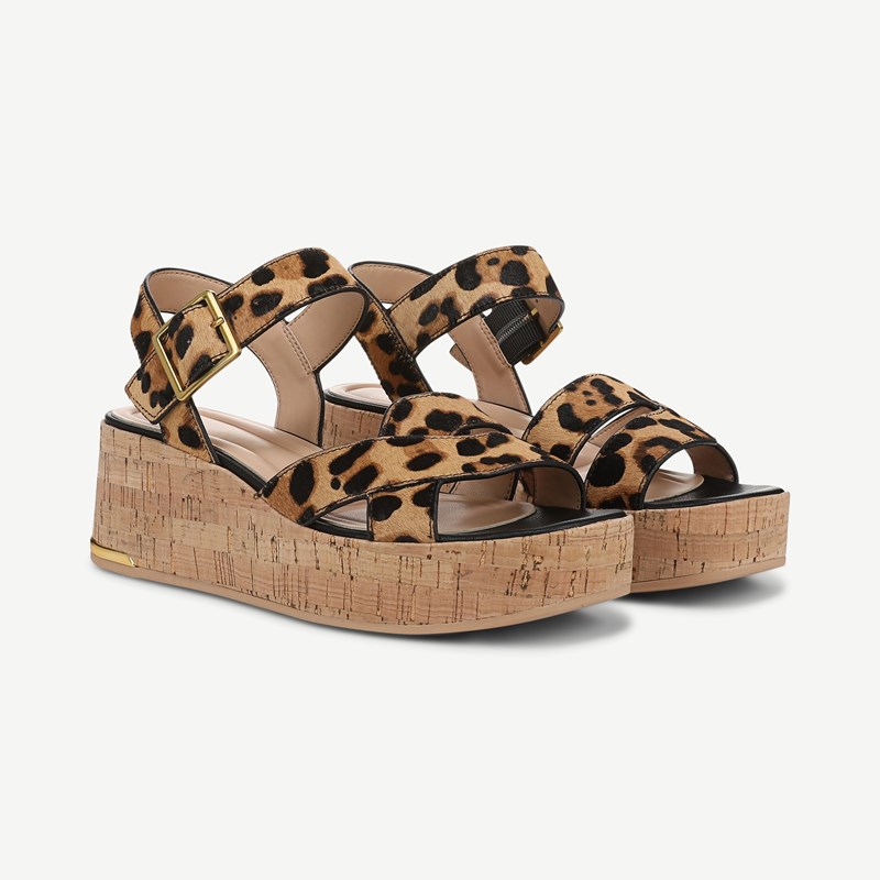 Sarto By Franco Sarto Shoes Sarto Tilly Cork Platform Sandal (Brown Leather) 11.0 M Open Toe, Buckle Closure
