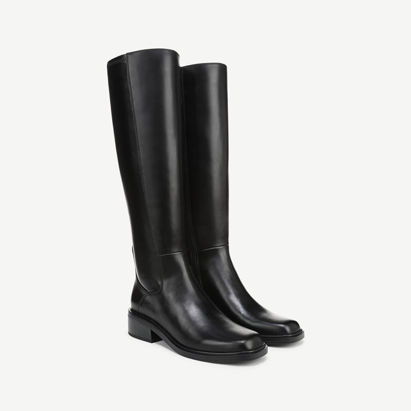 Franco Sarto Franco Gisella Wide Calf Knee High Boot (Black Leather) 7.0 M Square Toe