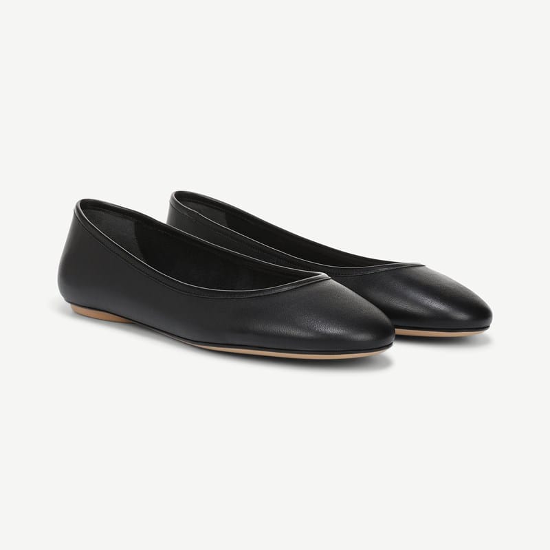 Franco Sarto Franco Christina Ballet Flat Shoes (Black Leather) 7.5 M Round Toe