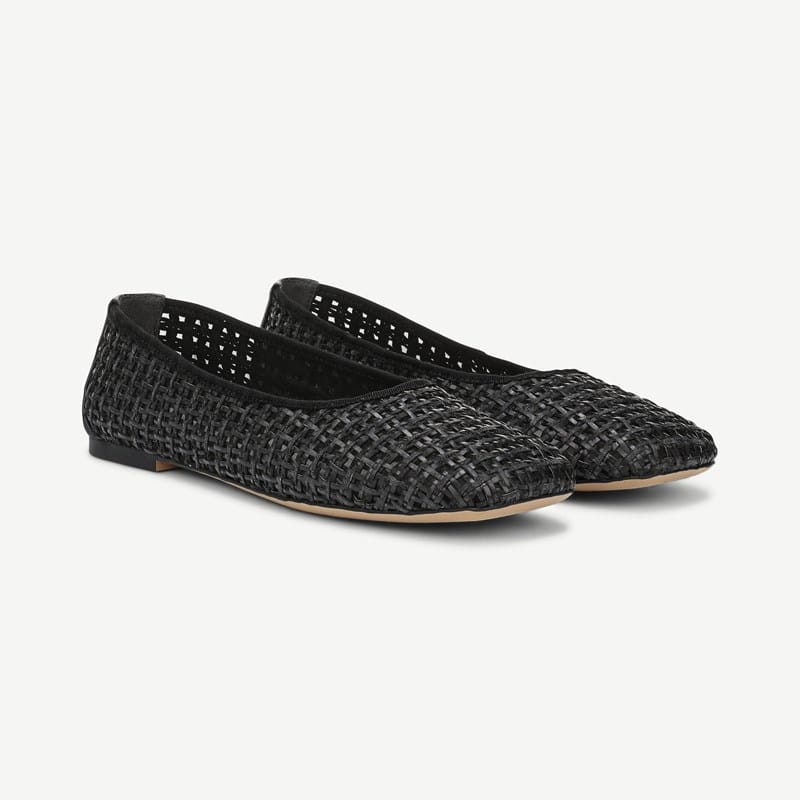 Sarto By Franco Sarto Sarto Flexa Winley Ballet Flat Shoes (Black Faux Raffia) 11.0 M Pointed Toe