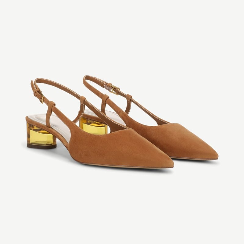 Sarto By Franco Sarto Sarto Amelie Slingback Shoes (Saddle Brown Suede) 10.0 M Pointed Toe