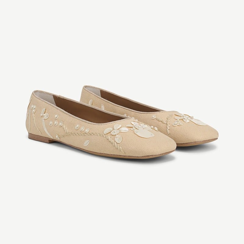 Sarto By Franco Sarto Sarto Flexa Winley Ballet Flat Shoes (Natural Beige Linen) 9.0 M Pointed Toe