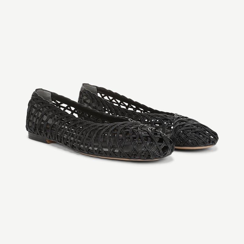 Franco Sarto Franco Amalia Ballet Flat Shoes (Black Faux Leather) 7.0 M Slip On Fit, Round Toe, Slip