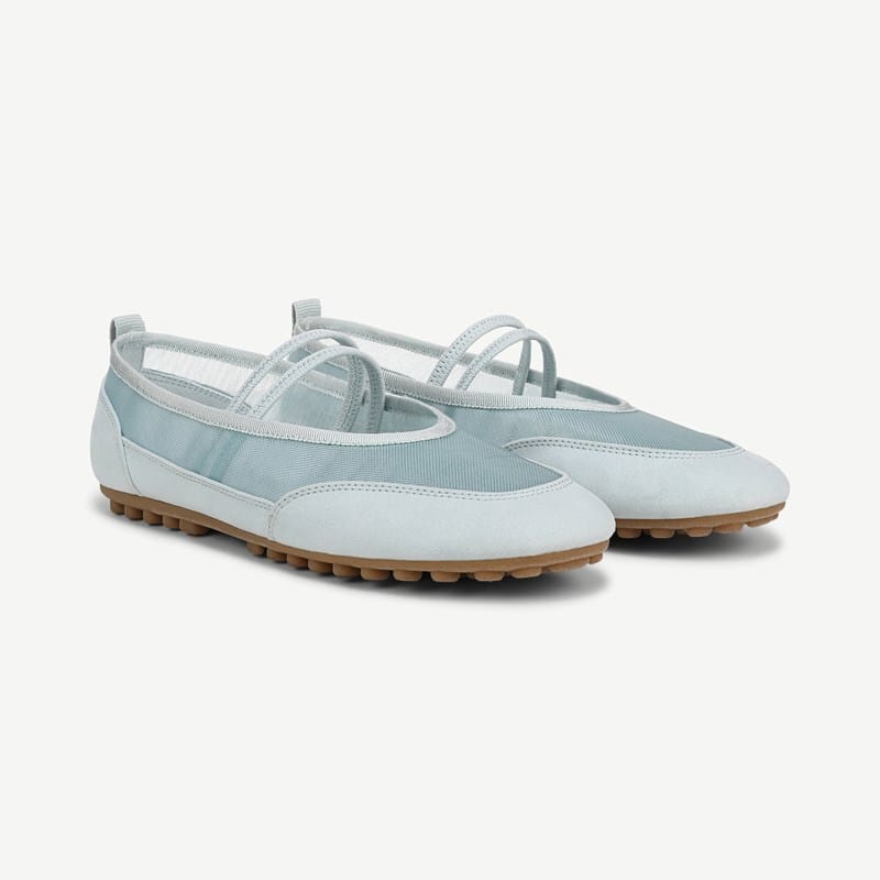 Franco Sarto Franco Fietta Mary Jane Shoes (Misty Blue Mesh Fabric) 5.5 M Round Toe