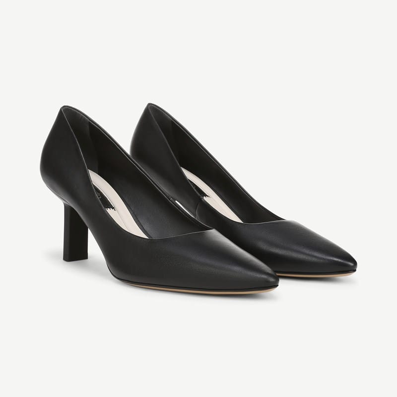 Franco Sarto Franco Julissa Pointed Toe Pump (Black Leather) 9.5 M Slip On Fit, Slip-On Fit