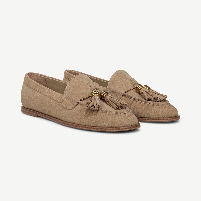 Franco Sarto Franco Carita Tassel Loafer (Desert Beige Leather) 6.5 M Slip On Fit, Round Toe, Slip-On Fit