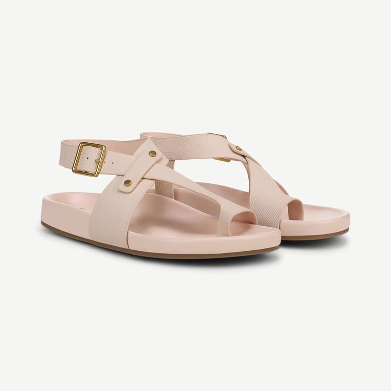 Franco Sarto Shoes Franco Blair Sandal (Light Pink Tumbled Leather) 11.0 M Square Toe, Ankle Strap, Buckle Closure