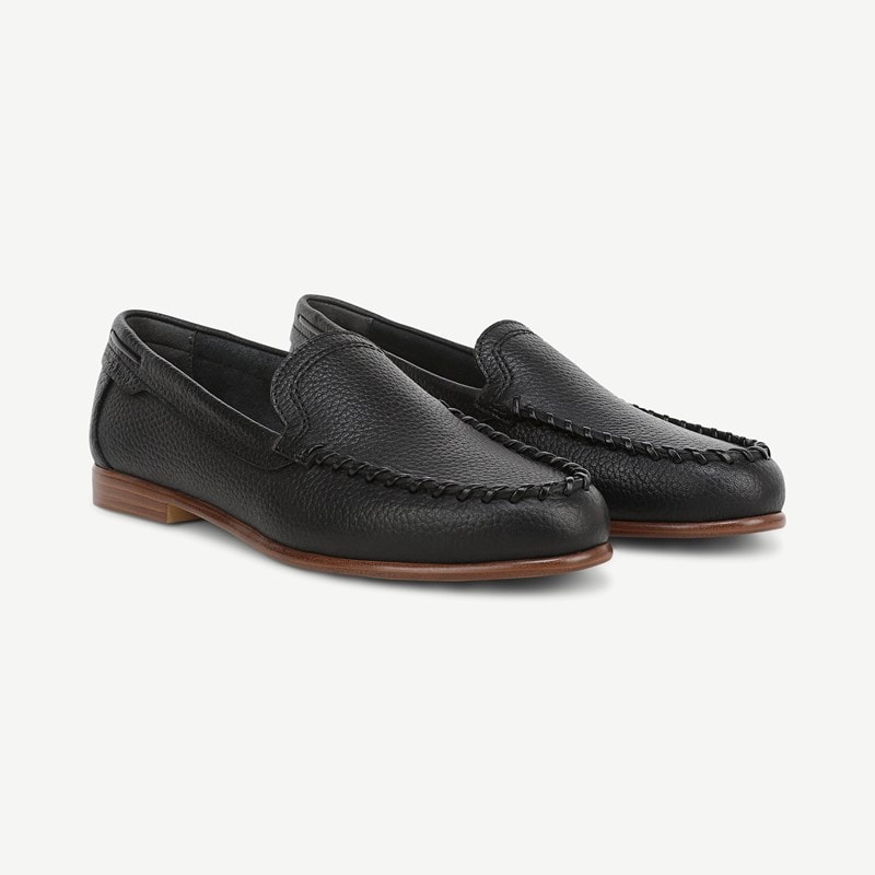 Franco Sarto Franco Maude Loafer (Black Leather) 5.5 M Slip On Fit, Round Toe, Slip-On Fit
