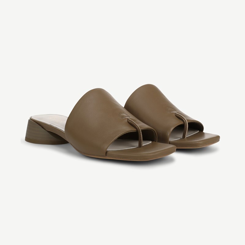 Franco Sarto Shoes Franco Loran Sandal (Driftwood Leather) 8.0 M Slip On Fit, Square Toe, Slip-On Fit