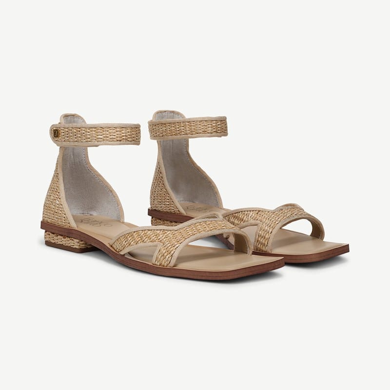 Franco Sarto Shoes Franco Elisa Sandal (Natural Beige Faux Raffia) 11.0 M Open Toe