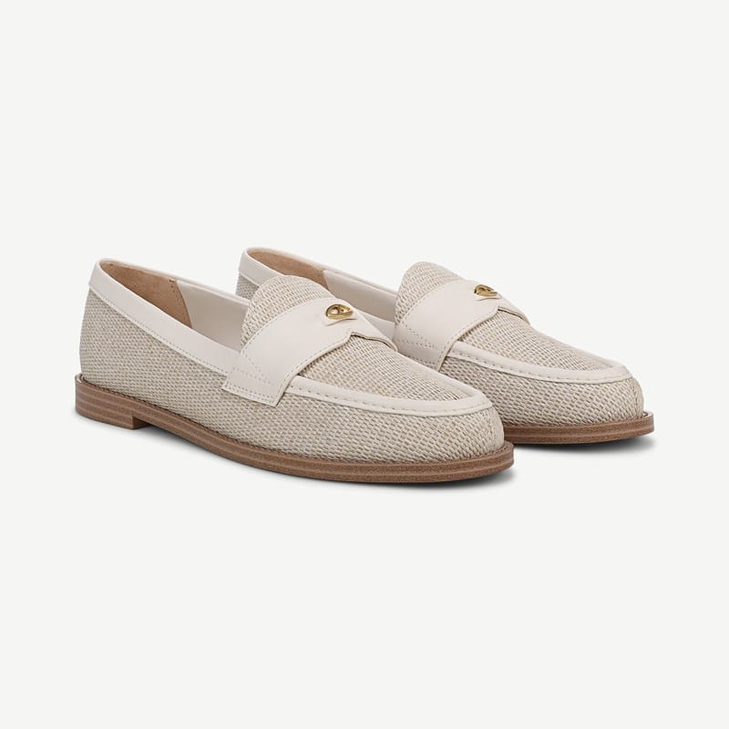 Franco Sarto Franco Stellan Loafer (Beige Woven Fabric) 6.0 M Slip On Fit, Pointed Toe, Slip-On Fit