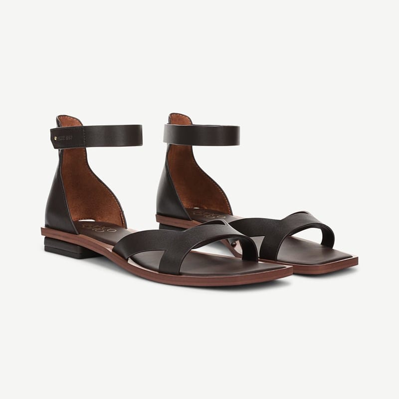 Franco Sarto Shoes Franco Elisa Sandal (Chocolate Brown Faux Leather) 8.0 M Open Toe