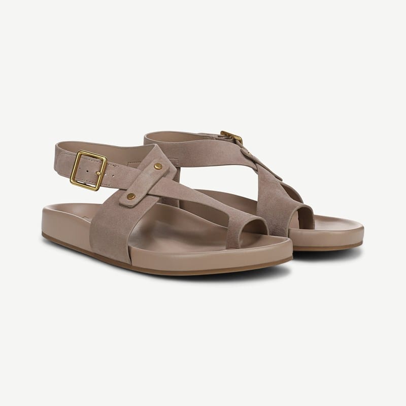 Franco Sarto Shoes Franco Blair Sandal (Beige Suede) 6.5 M Open Toe, Platform Heels, Buckle Closure