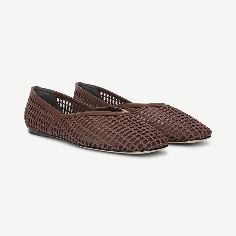 Sarto By Franco Sarto Sarto Flexa Adalina Flat Shoes (Coffee Bean Woven Faux Leather) 5.5 M Square Toe