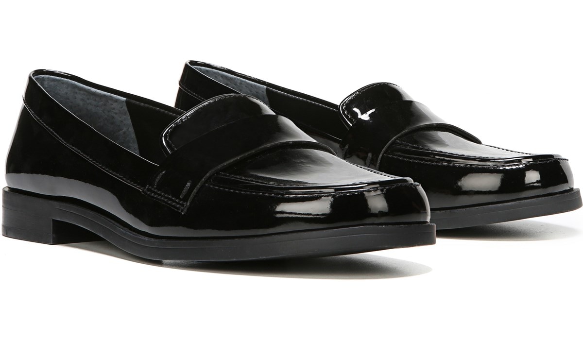 franco sarto black patent loafers