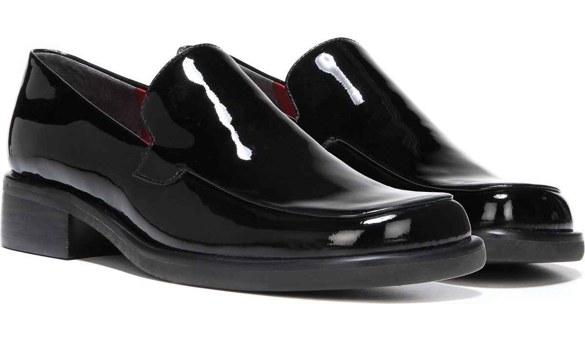 franco sarto black patent leather loafers