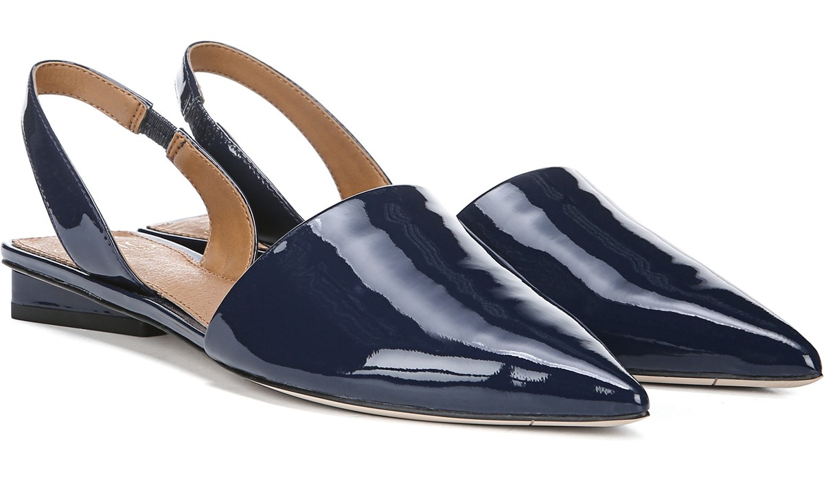 navy flat sling back shoes