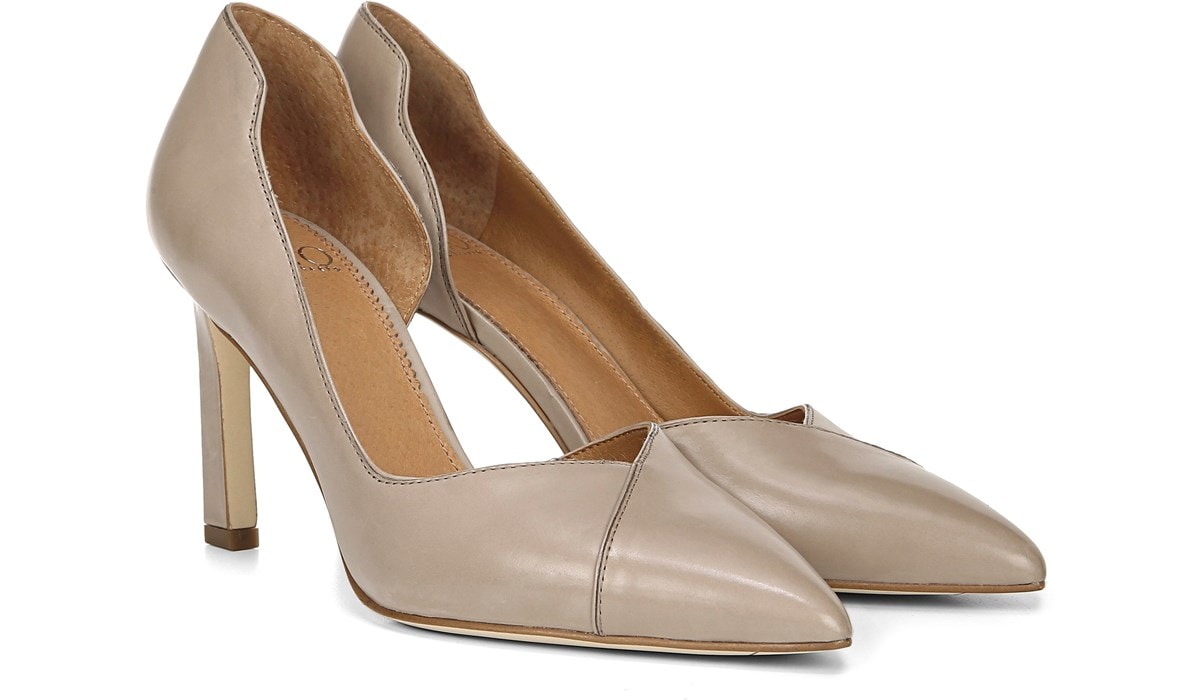 taupe leather pumps