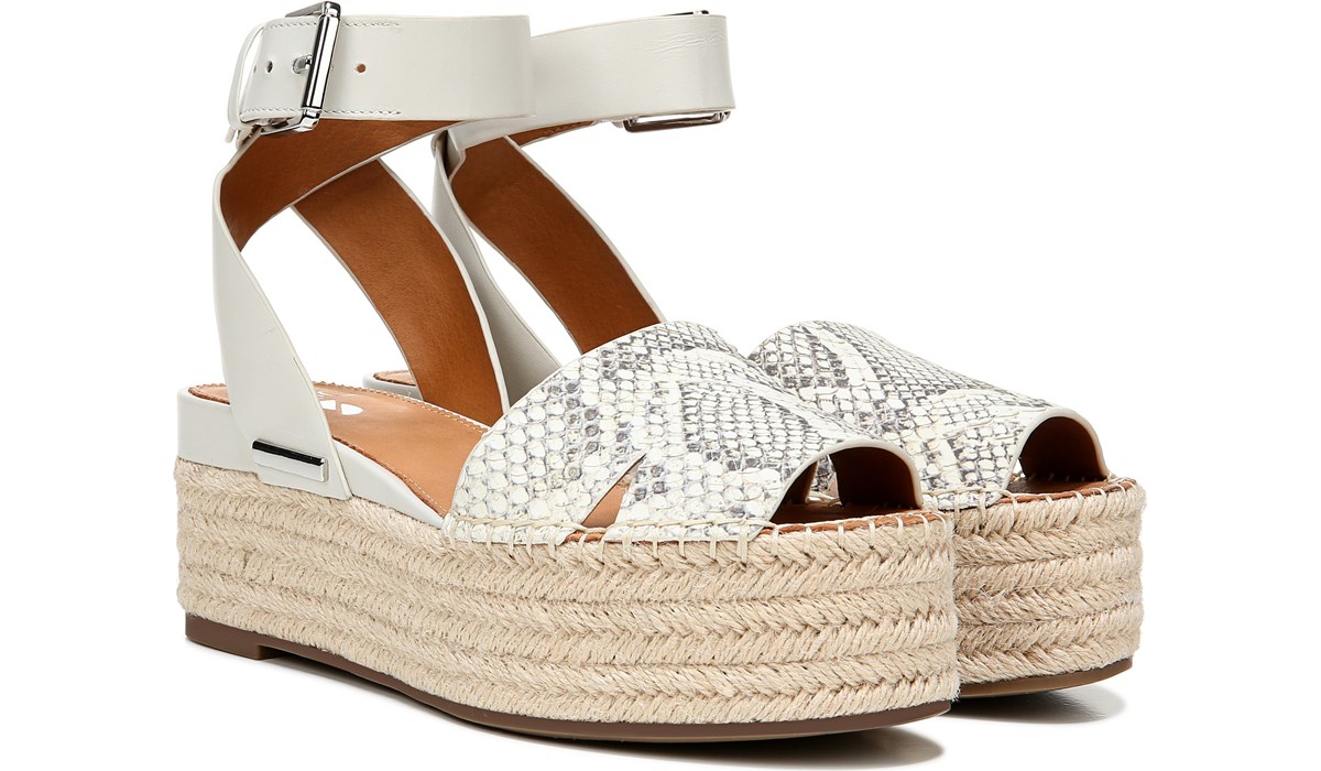 Sarto Lexie Espadrille Platform Sandal in Natural Snake Print Leather | Sarto